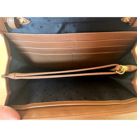 Cole Haan Brown Tan Leather Gold Accent Luxury Large Wallet Clutch - Picture 9 of 12